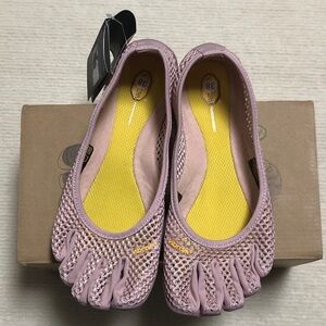 Vibram Lilac Five-Toe Knit Ballet Flats with Yellow Insole